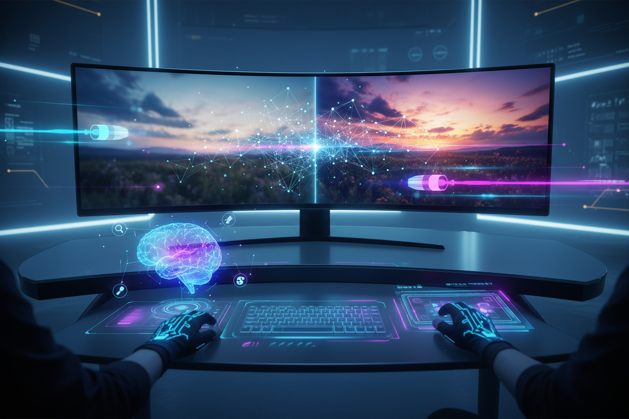 generiere ein bild was zum Thema KI-Bildbearbeitung passt 